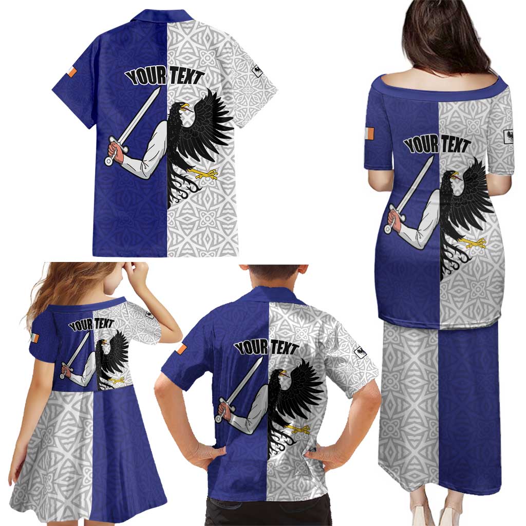 Personalized Ireland Connacht Black Eagle and Armed hand Family Matching Puletasi and Hawaiian Shirt Connachta Flag Style with Celtic Patern