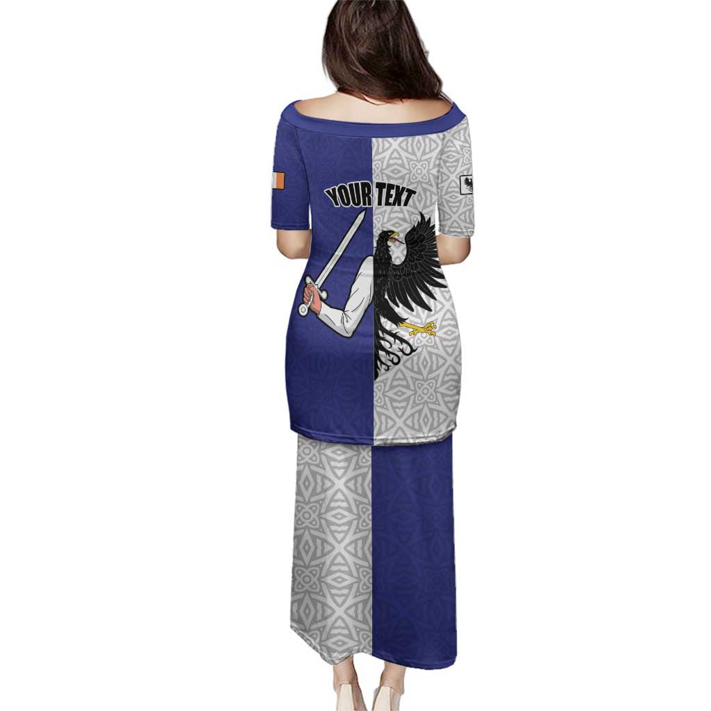 Personalized Ireland Connacht Black Eagle and Armed hand Family Matching Puletasi and Hawaiian Shirt Connachta Flag Style with Celtic Patern