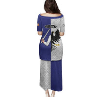 Personalized Ireland Connacht Black Eagle and Armed hand Family Matching Puletasi and Hawaiian Shirt Connachta Flag Style with Celtic Patern