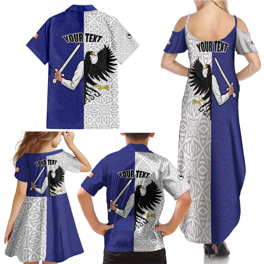 Personalized Ireland Connacht Black Eagle and Armed hand Family Matching Summer Maxi Dress and Hawaiian Shirt Connachta Flag Style with Celtic Patern