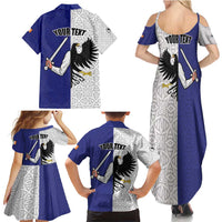 Personalized Ireland Connacht Black Eagle and Armed hand Family Matching Summer Maxi Dress and Hawaiian Shirt Connachta Flag Style with Celtic Patern