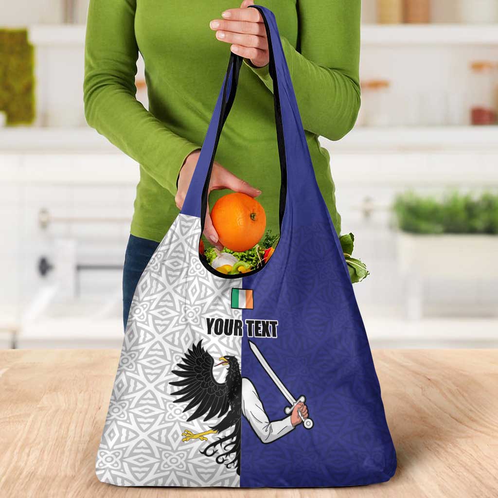 Personalized Ireland Connacht Black Eagle and Armed hand Grocery Bag Connachta Flag Style with Celtic Patern