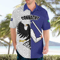 Personalized Ireland Connacht Black Eagle and Armed hand Hawaiian Shirt Connachta Flag Style with Celtic Patern