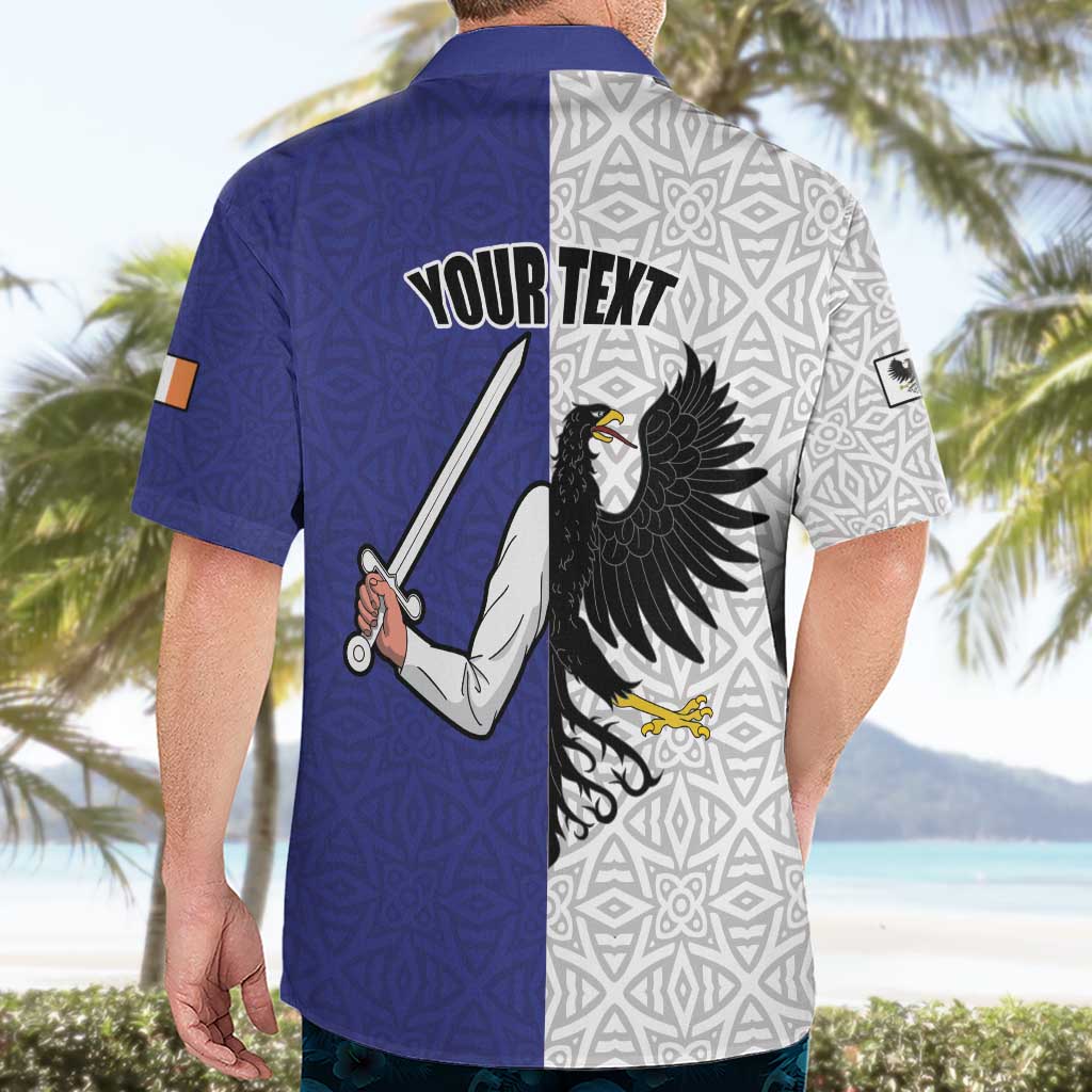 Personalized Ireland Connacht Black Eagle and Armed hand Hawaiian Shirt Connachta Flag Style with Celtic Patern