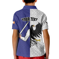 Personalized Ireland Connacht Black Eagle and Armed hand Kid Polo Shirt Connachta Flag Style with Celtic Patern