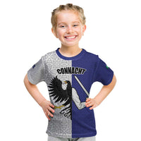 Personalized Ireland Connacht Black Eagle and Armed hand Kid T Shirt Connachta Flag Style with Celtic Patern