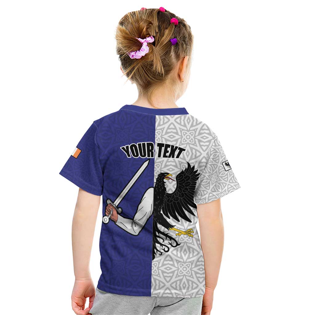 Personalized Ireland Connacht Black Eagle and Armed hand Kid T Shirt Connachta Flag Style with Celtic Patern