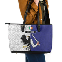 Personalized Ireland Connacht Black Eagle and Armed hand Leather Tote Bag Connachta Flag Style with Celtic Patern