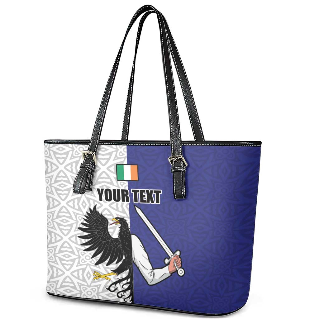 Personalized Ireland Connacht Black Eagle and Armed hand Leather Tote Bag Connachta Flag Style with Celtic Patern