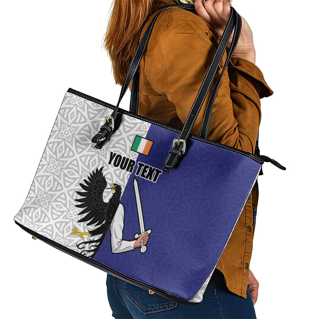 Personalized Ireland Connacht Black Eagle and Armed hand Leather Tote Bag Connachta Flag Style with Celtic Patern
