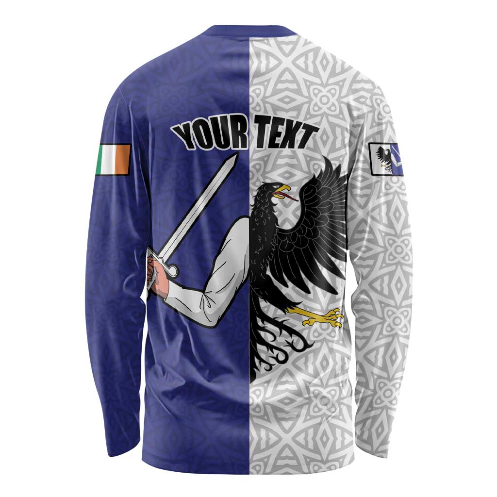 Personalized Ireland Connacht Black Eagle and Armed hand Long Sleeve Shirt Connachta Flag Style with Celtic Patern