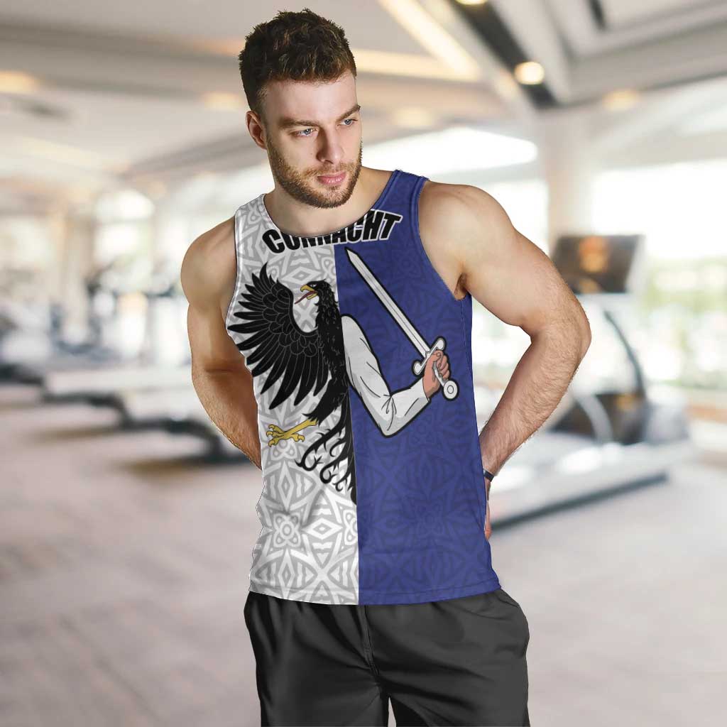 Personalized Ireland Connacht Black Eagle and Armed hand Men Tank Top Connachta Flag Style with Celtic Patern