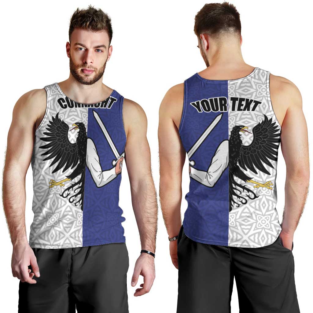 Personalized Ireland Connacht Black Eagle and Armed hand Men Tank Top Connachta Flag Style with Celtic Patern