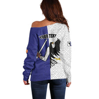 Personalized Ireland Connacht Black Eagle and Armed hand Off Shoulder Sweater Connachta Flag Style with Celtic Patern