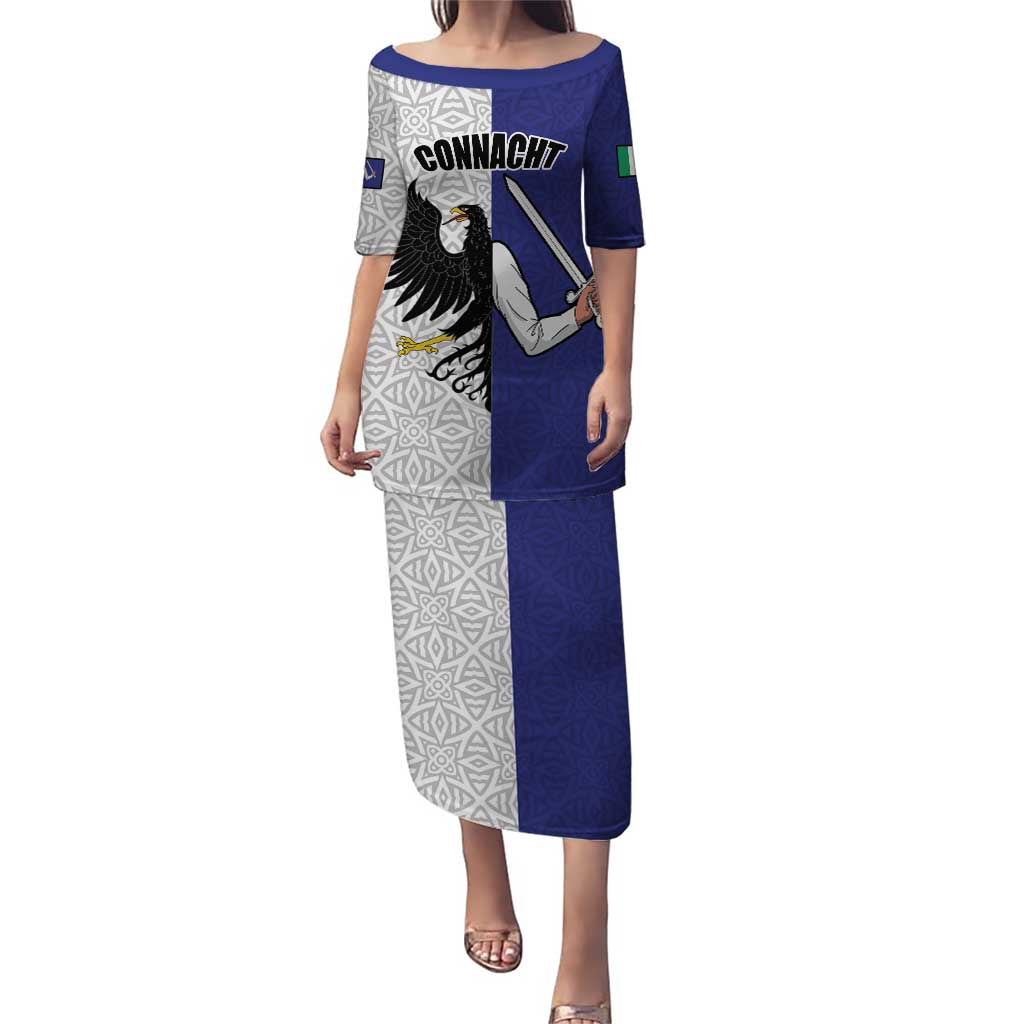 Personalized Ireland Connacht Black Eagle and Armed hand Puletasi Connachta Flag Style with Celtic Patern