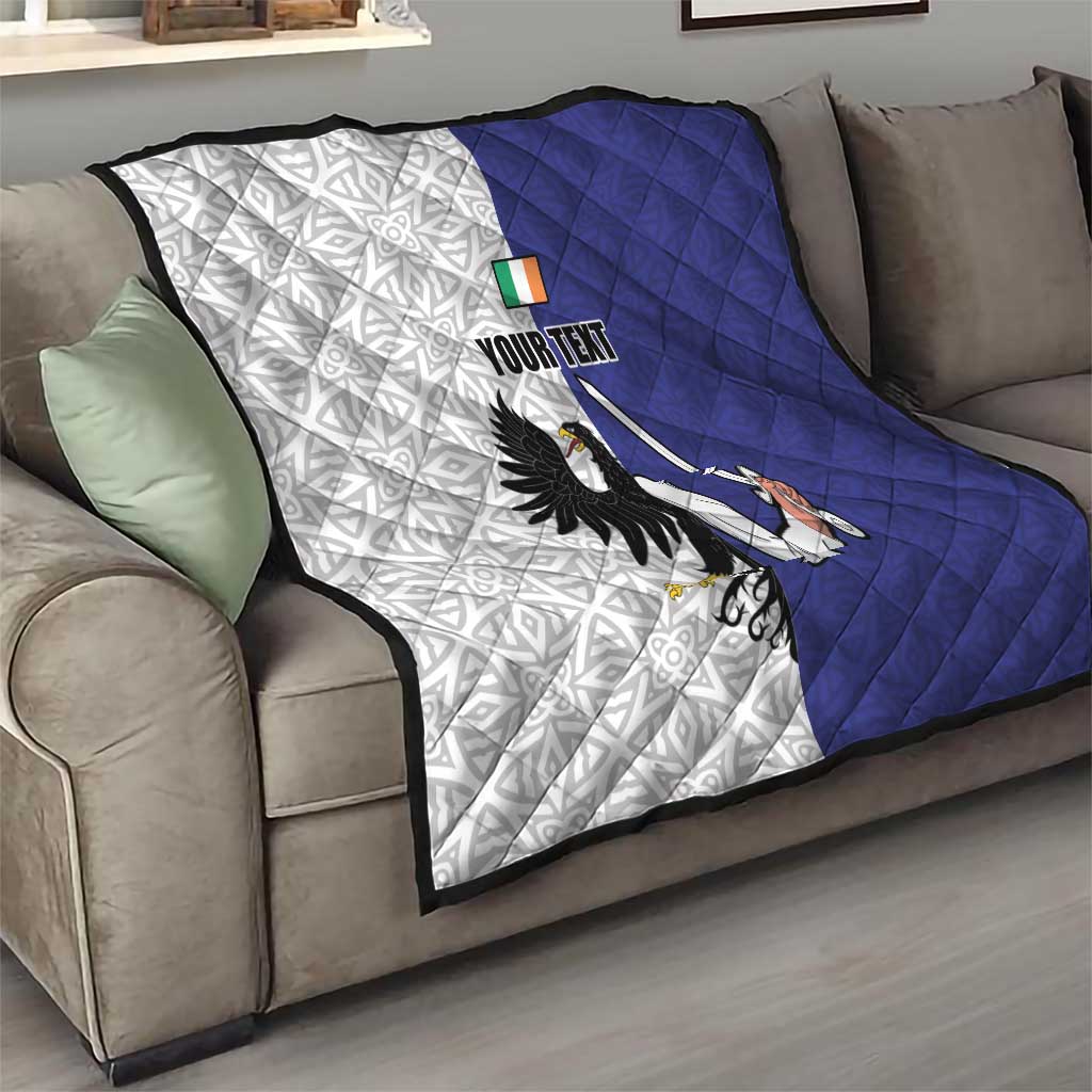 Personalized Ireland Connacht Black Eagle and Armed hand Quilt Connachta Flag Style with Celtic Patern
