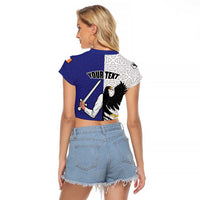 Personalized Ireland Connacht Black Eagle and Armed hand Raglan Cropped T Shirt Connachta Flag Style with Celtic Patern