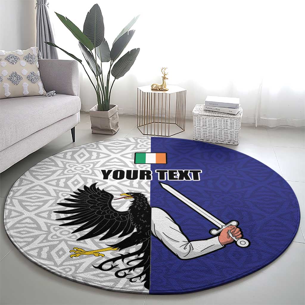 Personalized Ireland Connacht Black Eagle and Armed hand Round Carpet Connachta Flag Style with Celtic Patern
