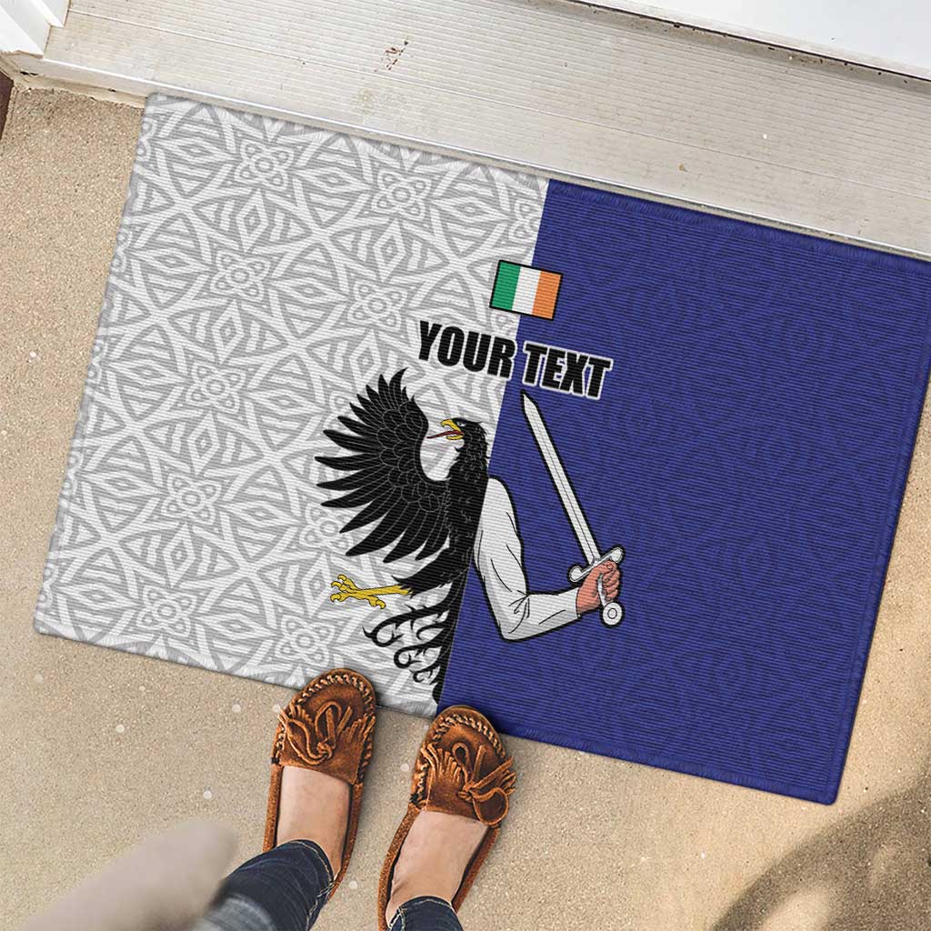 Personalized Ireland Connacht Black Eagle and Armed hand Rubber Doormat Connachta Flag Style with Celtic Patern