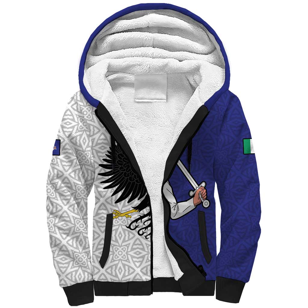 Personalized Ireland Connacht Black Eagle and Armed hand Sherpa Hoodie Connachta Flag Style with Celtic Patern