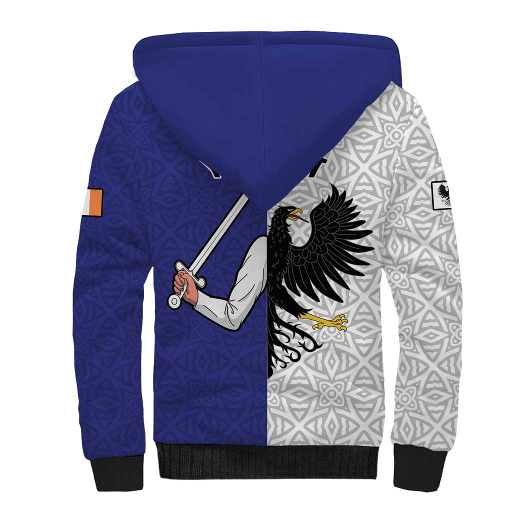 Personalized Ireland Connacht Black Eagle and Armed hand Sherpa Hoodie Connachta Flag Style with Celtic Patern