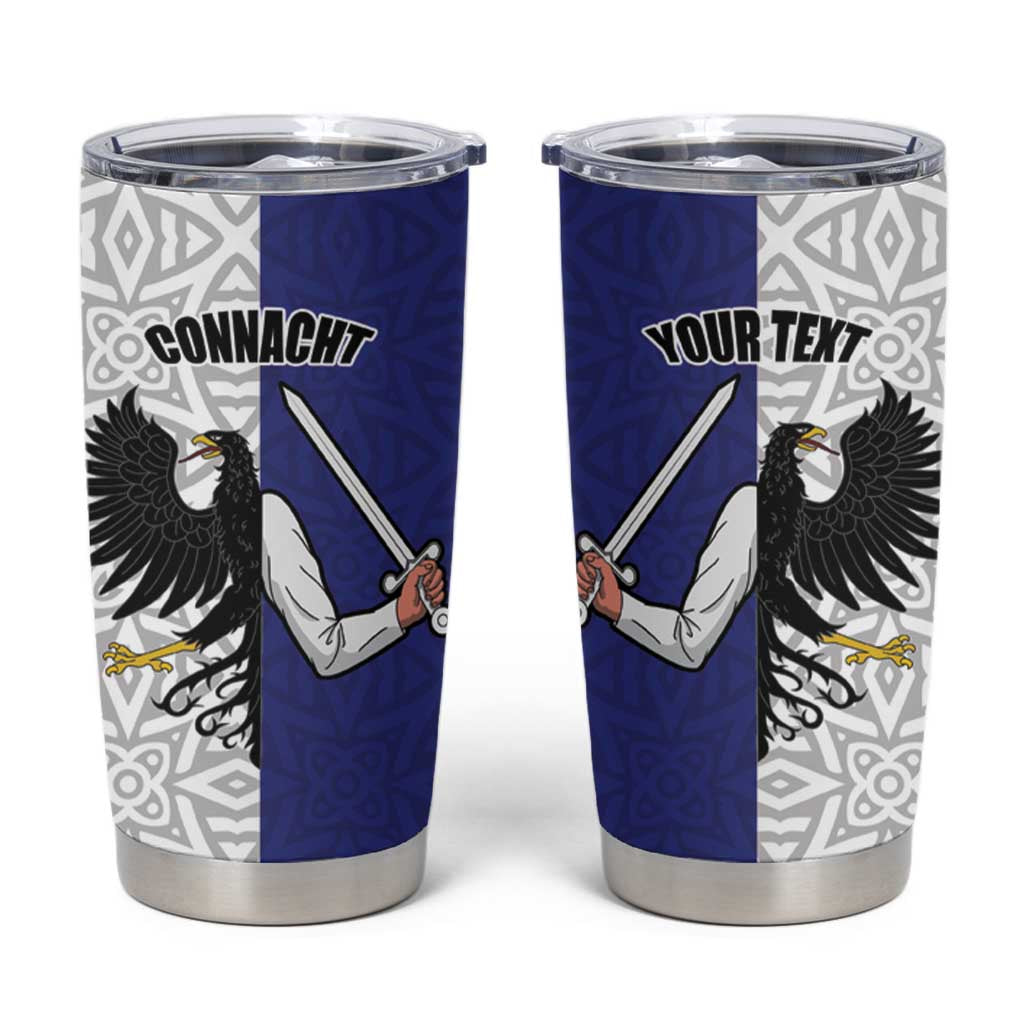 Personalized Ireland Connacht  Black Eagle and Armed hand Tumbler Cup Connachta Flag Style with Celtic Patern LT17