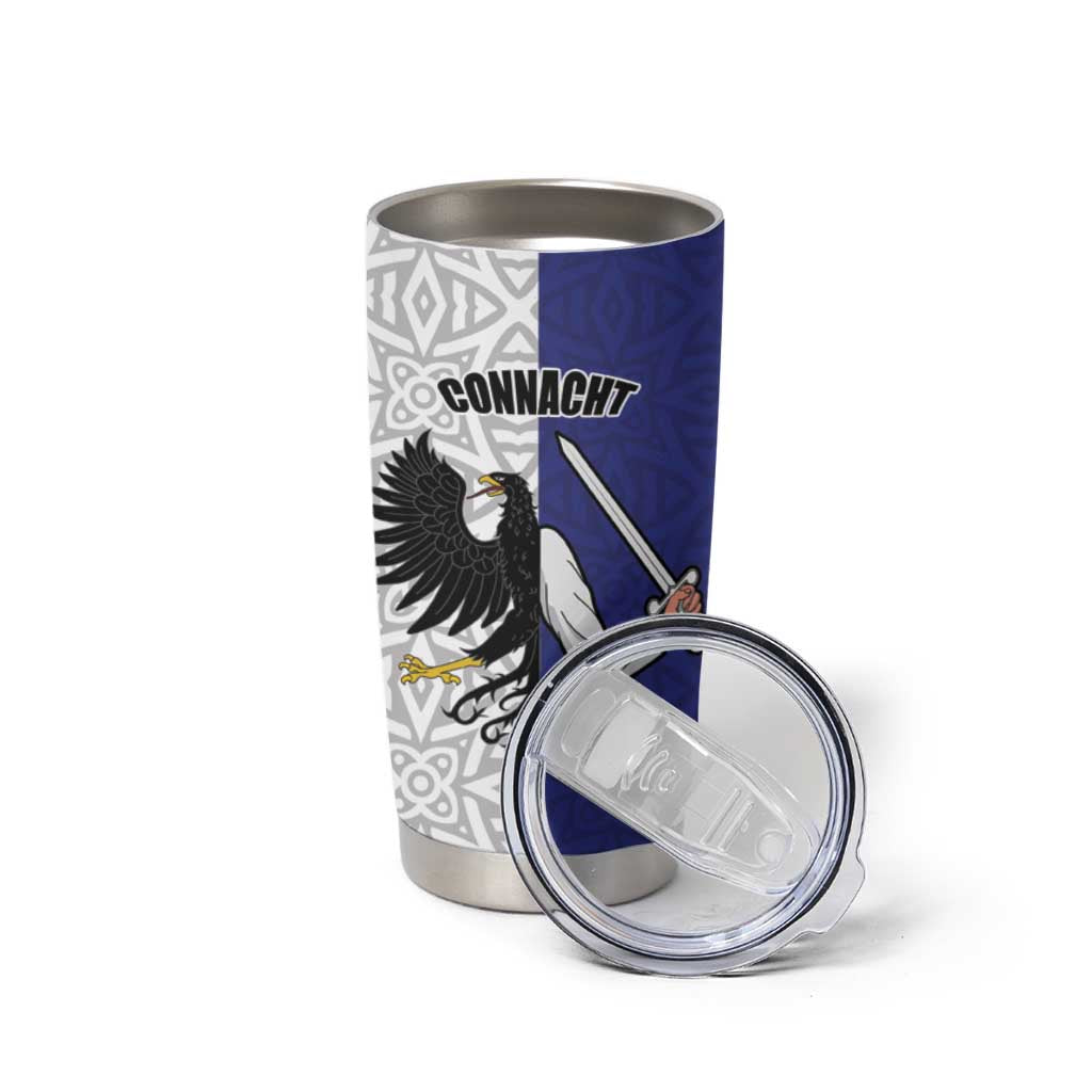 Personalized Ireland Connacht  Black Eagle and Armed hand Tumbler Cup Connachta Flag Style with Celtic Patern LT17