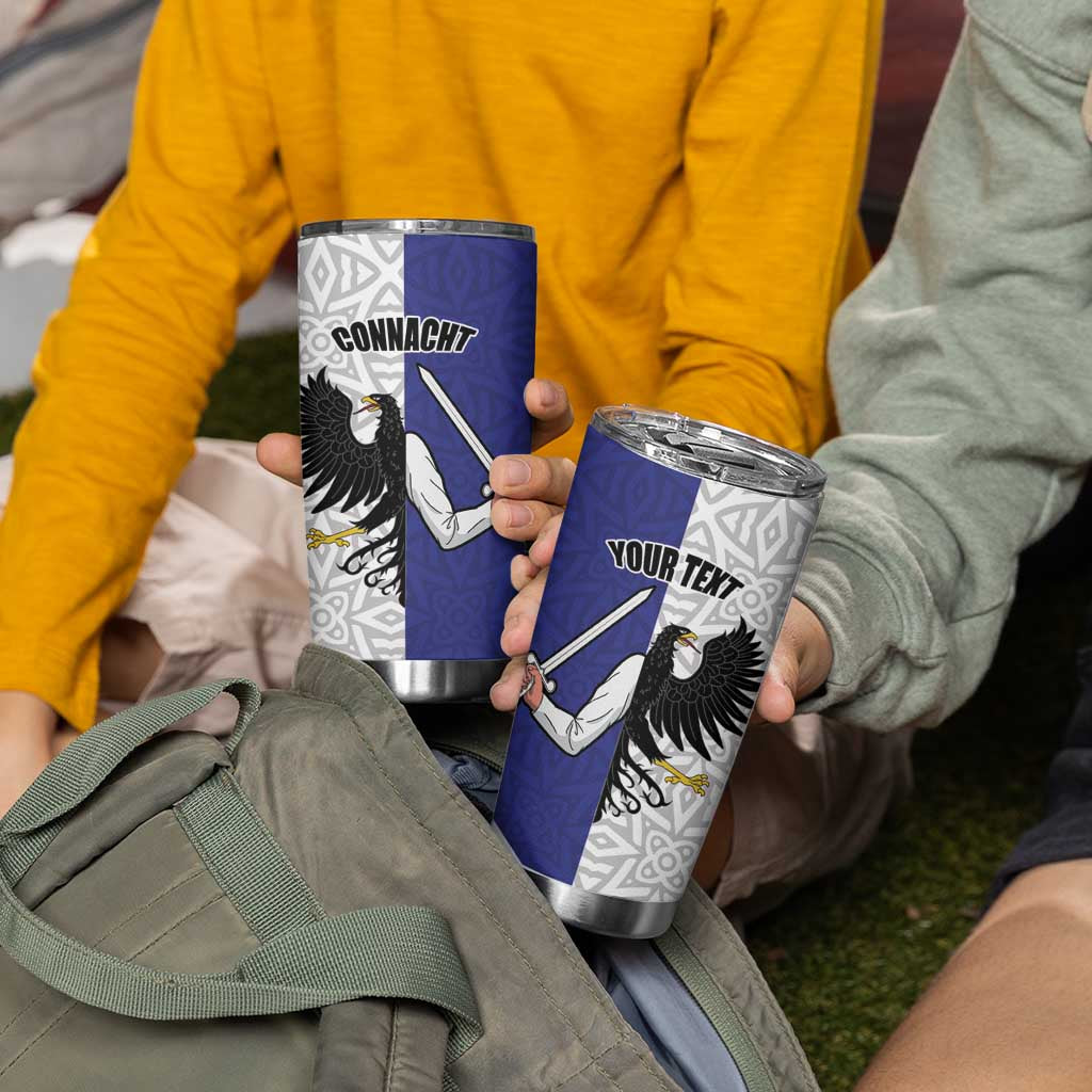 Personalized Ireland Connacht  Black Eagle and Armed hand Tumbler Cup Connachta Flag Style with Celtic Patern LT17