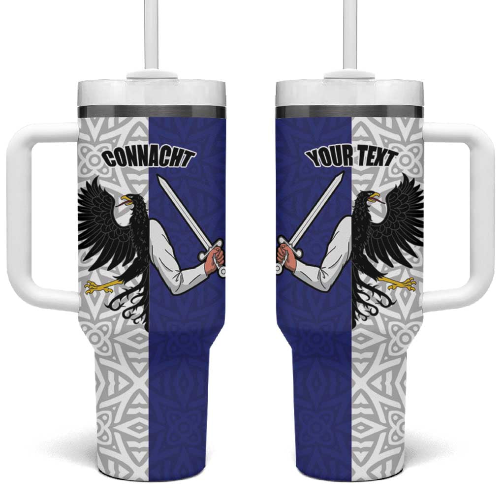 Personalized Ireland Connacht  Black Eagle and Armed hand Tumbler With Handle Connachta Flag Style with Celtic Patern