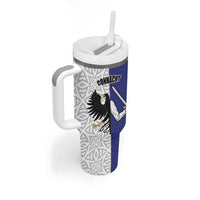 Personalized Ireland Connacht  Black Eagle and Armed hand Tumbler With Handle Connachta Flag Style with Celtic Patern