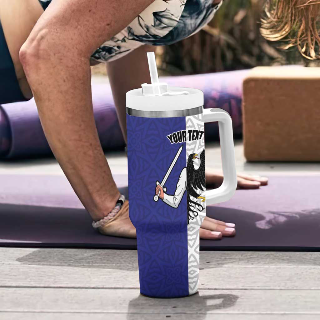 Personalized Ireland Connacht  Black Eagle and Armed hand Tumbler With Handle Connachta Flag Style with Celtic Patern