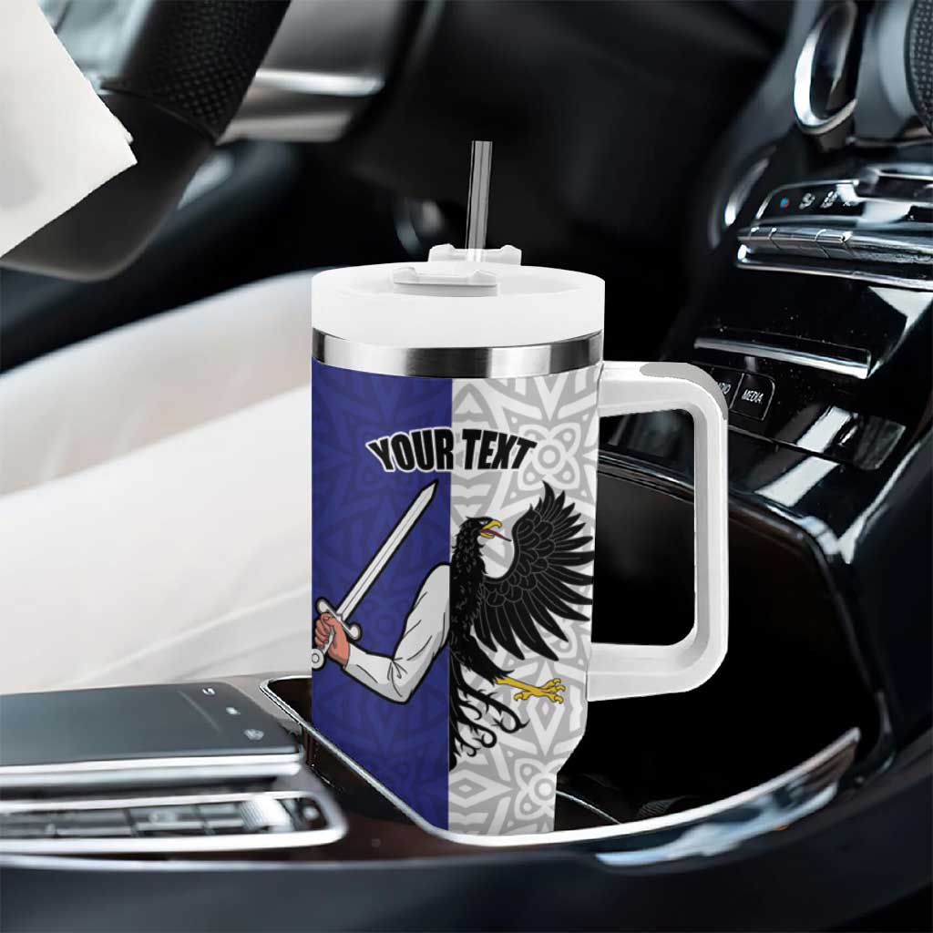 Personalized Ireland Connacht  Black Eagle and Armed hand Tumbler With Handle Connachta Flag Style with Celtic Patern
