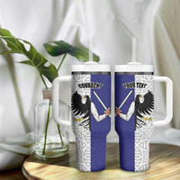 Personalized Ireland Connacht  Black Eagle and Armed hand Tumbler With Handle Connachta Flag Style with Celtic Patern