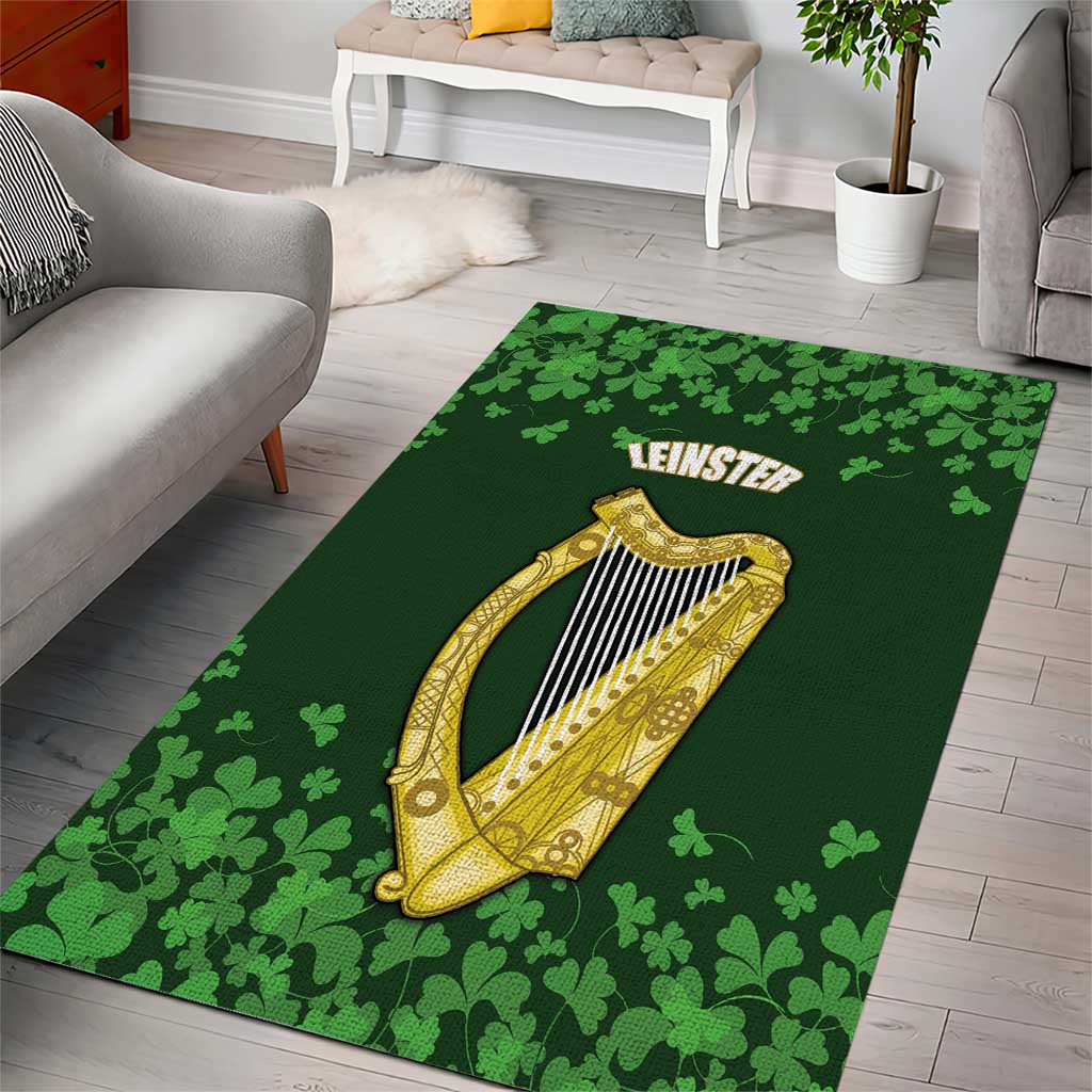 Ireland Leinster Gold Irish Harp with Shamrock Area Rug Laighin Flag With Shamrock Patern