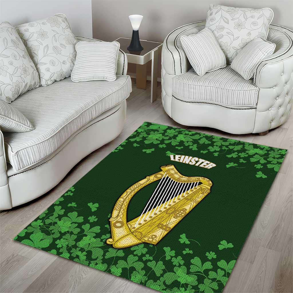 Ireland Leinster Gold Irish Harp with Shamrock Area Rug Laighin Flag With Shamrock Patern
