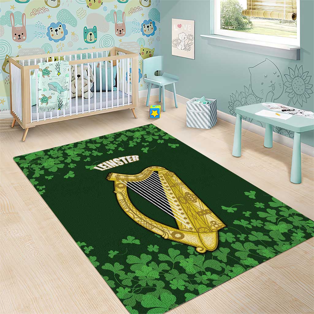 Ireland Leinster Gold Irish Harp with Shamrock Area Rug Laighin Flag With Shamrock Patern