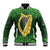 Ireland Leinster Gold Irish Harp with Shamrock Baseball Jacket Laighin Flag With Shamrock Patern