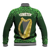 Ireland Leinster Gold Irish Harp with Shamrock Baseball Jacket Laighin Flag With Shamrock Patern