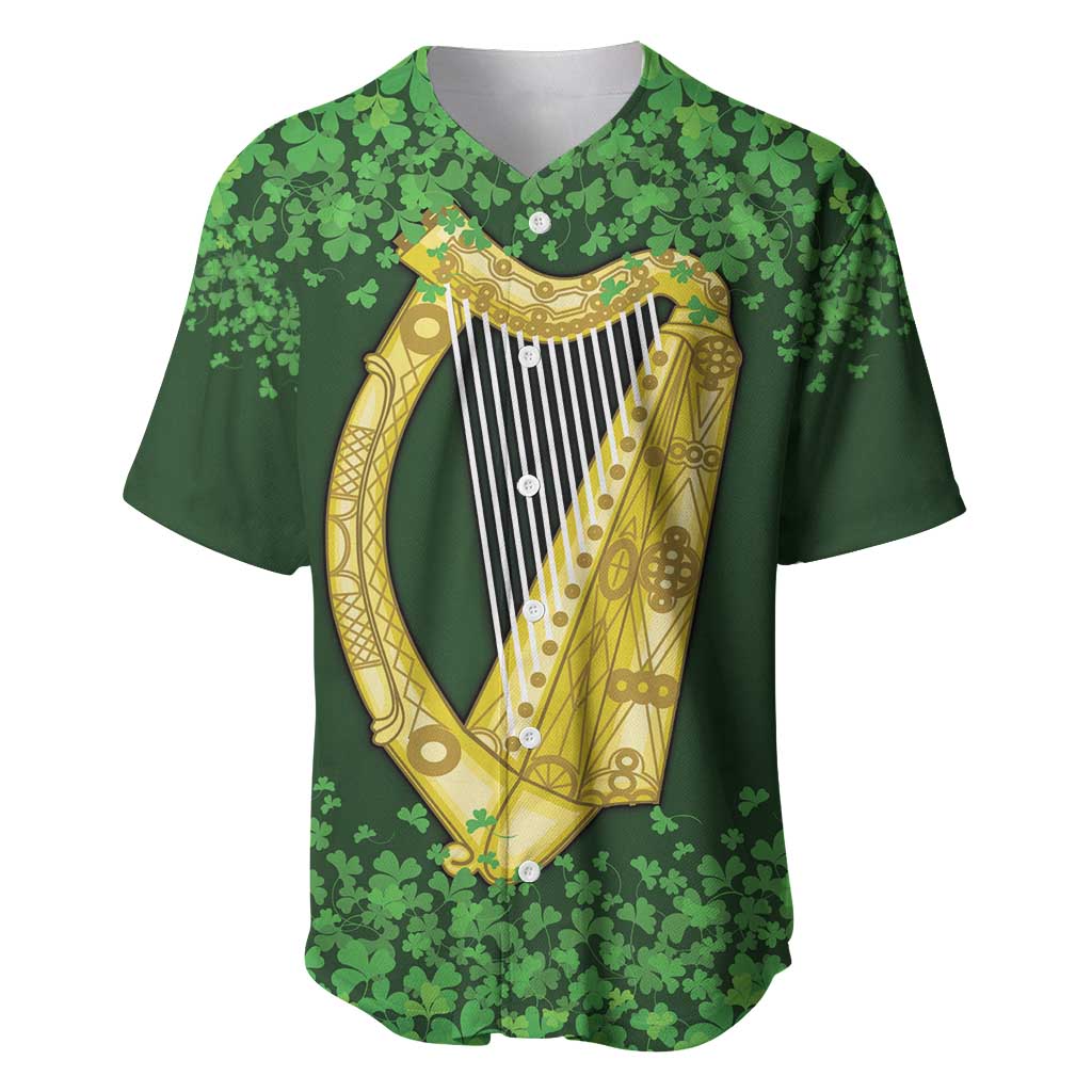Ireland Leinster Gold Irish Harp with Shamrock Baseball Jersey Laighin Flag With Shamrock Patern