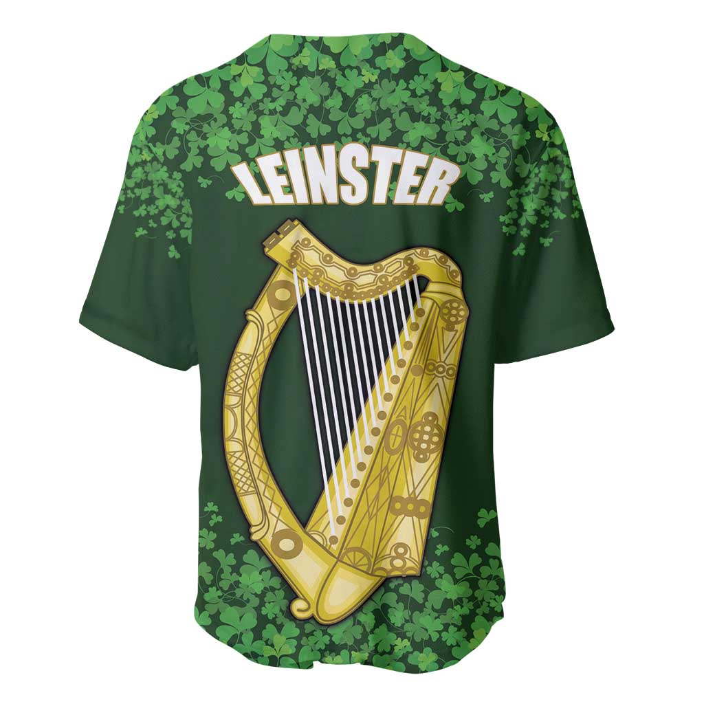 Ireland Leinster Gold Irish Harp with Shamrock Baseball Jersey Laighin Flag With Shamrock Patern