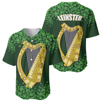 Ireland Leinster Gold Irish Harp with Shamrock Baseball Jersey Laighin Flag With Shamrock Patern