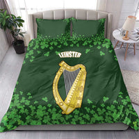 Ireland Leinster Gold Irish Harp with Shamrock Bedding Set Laighin Flag With Shamrock Patern