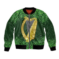 Ireland Leinster Gold Irish Harp with Shamrock Bomber Jacket Laighin Flag With Shamrock Patern