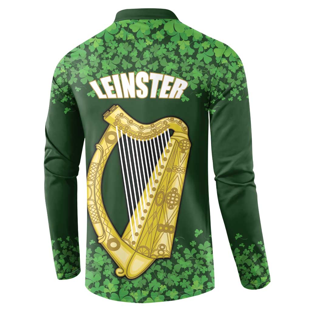Ireland Leinster Gold Irish Harp with Shamrock Button Sweatshirt Laighin Flag With Shamrock Patern