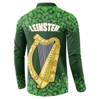 Ireland Leinster Gold Irish Harp with Shamrock Button Sweatshirt Laighin Flag With Shamrock Patern