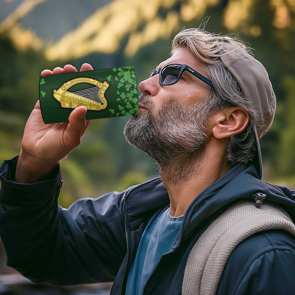 Ireland Leinster Gold Irish harp with Shamrock 4 in 1 Can Cooler Tumbler Laighin Flag With Shamrock Patern