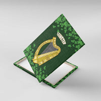 Ireland Leinster Gold Irish Harp with Shamrock Canvas Wall Art Laighin Flag With Shamrock Patern