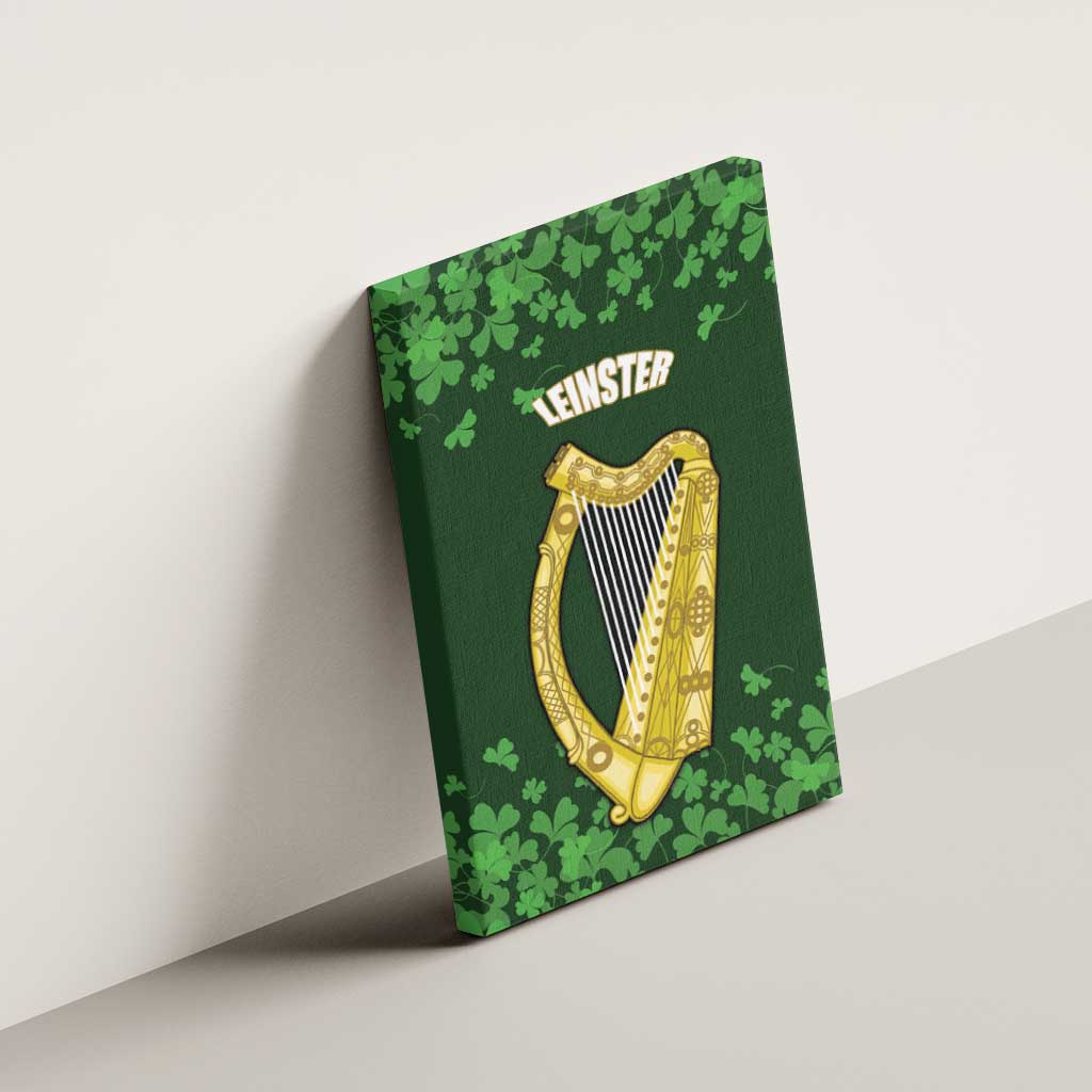 Ireland Leinster Gold Irish Harp with Shamrock Canvas Wall Art Laighin Flag With Shamrock Patern
