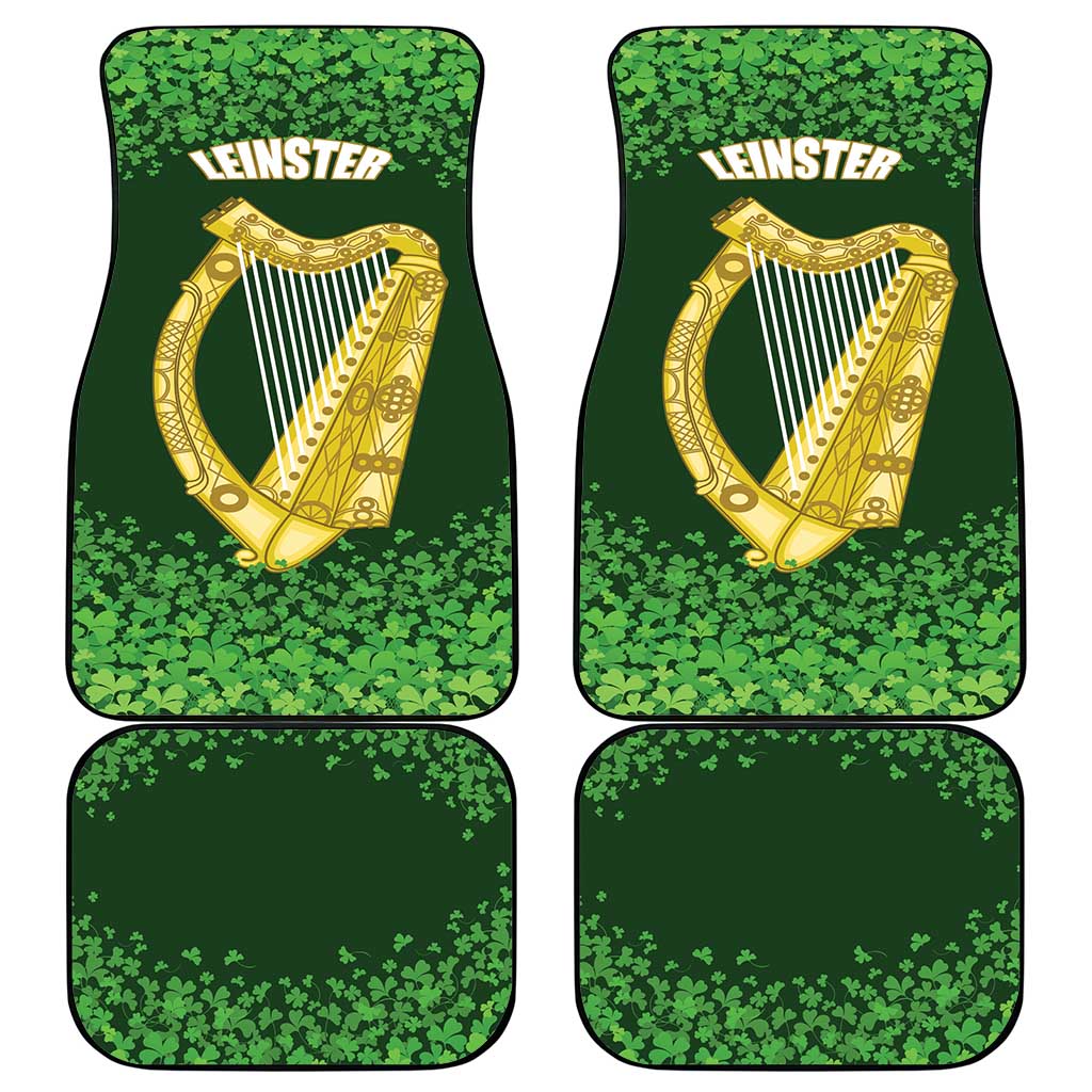 Ireland Leinster Gold Irish Harp with Shamrock Car Mats Laighin Flag With Shamrock Patern