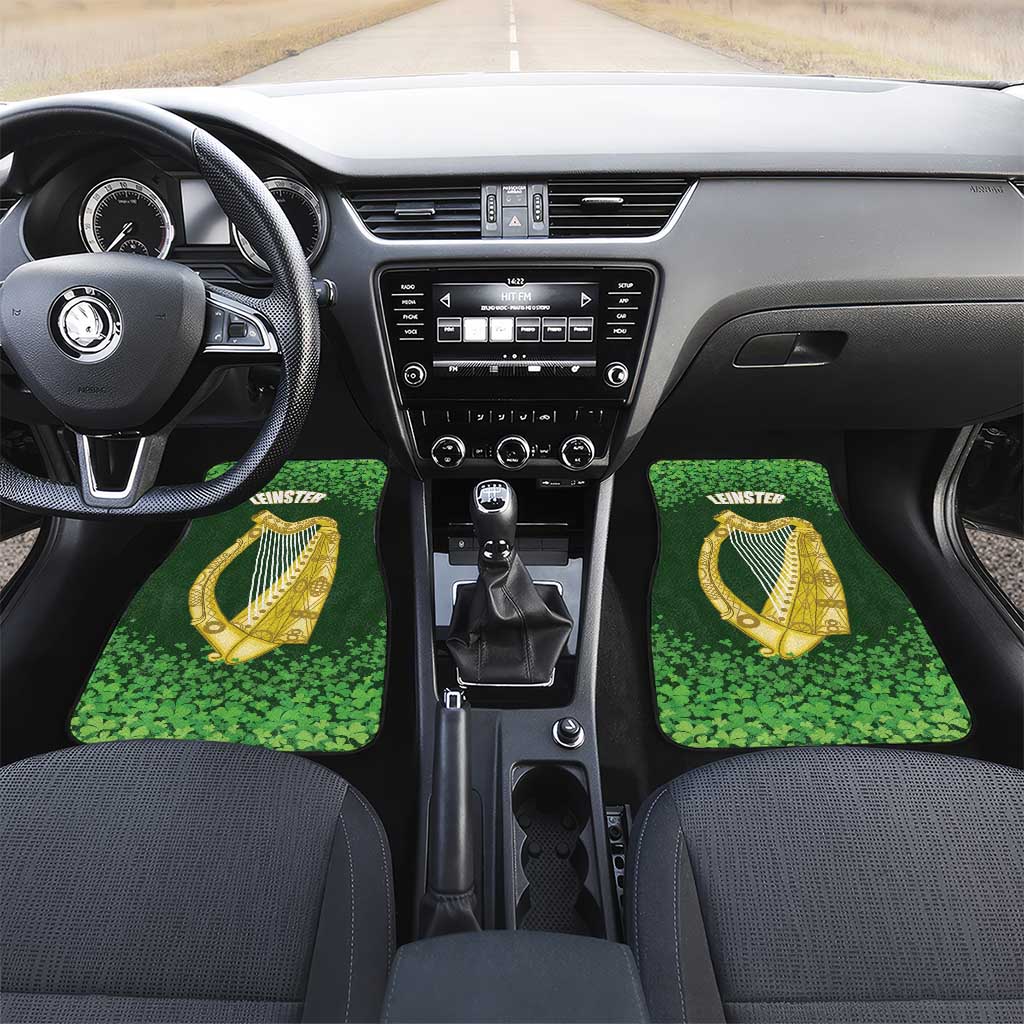 Ireland Leinster Gold Irish Harp with Shamrock Car Mats Laighin Flag With Shamrock Patern